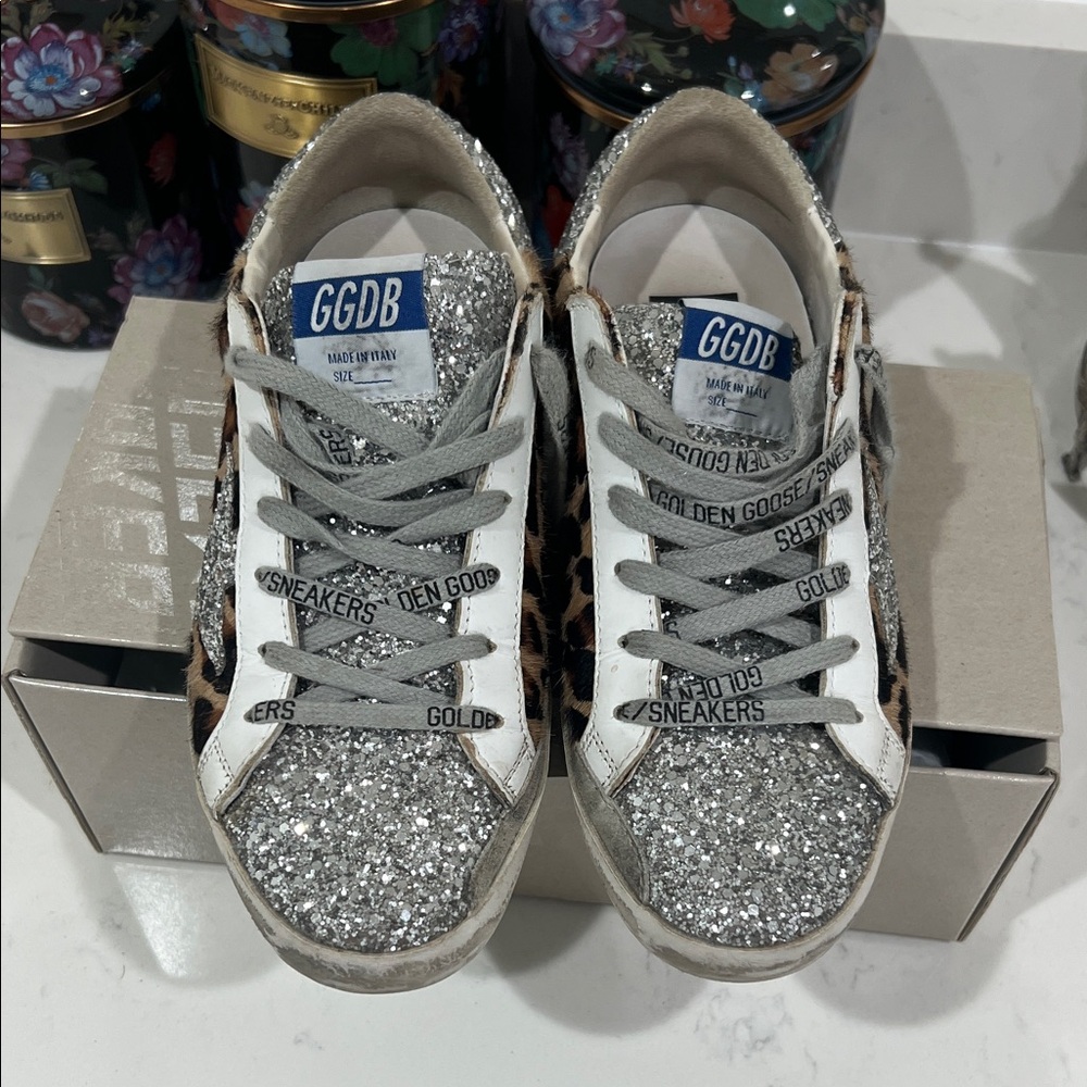 Women's Golden Goose Glitter and Leopard Sneakers